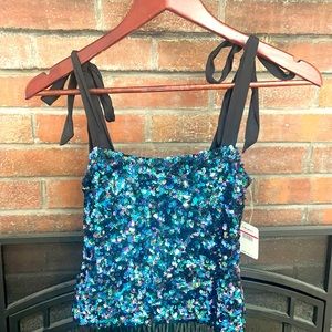 COPY - NWT free people sequin tie strap tank top xs “night”